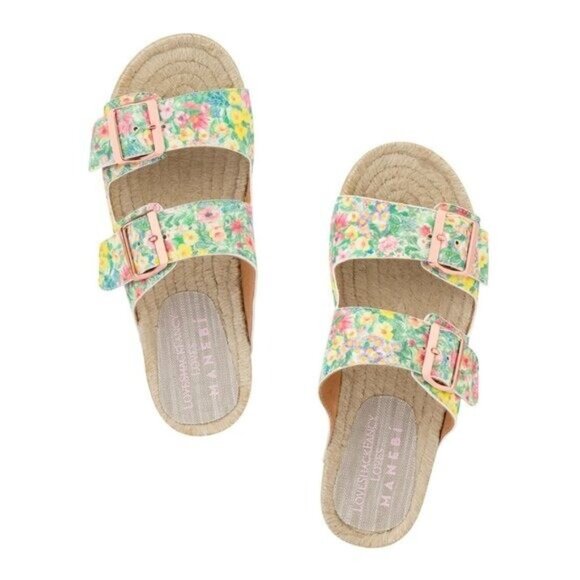 LoveShackFancy x Manebi Nordic Suede Sandals in Rainbow Skies - Picture 2 of 5